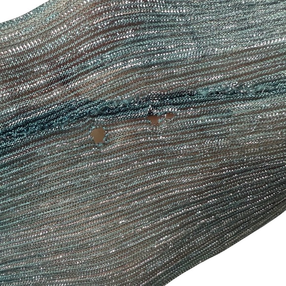 PatBO Silver Asymmetrical Wrap Dress with Bishop Sleeves SZ XS (0) - Picture 14 of 14